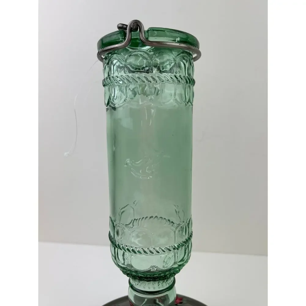 WOODSTREAM Corp. Green Glass 4 Feeding Ports Hummingbird Nectar Hanging Feeder